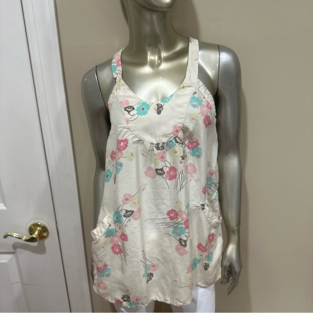 Patrizia Pepe Firenzi Italy Sz XXL Beige/floral cami top shirt